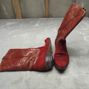 Acme Mens 8D Cowboy Bots Red Cognac Leather Western Cowboy Pointed Toe VTG USA
